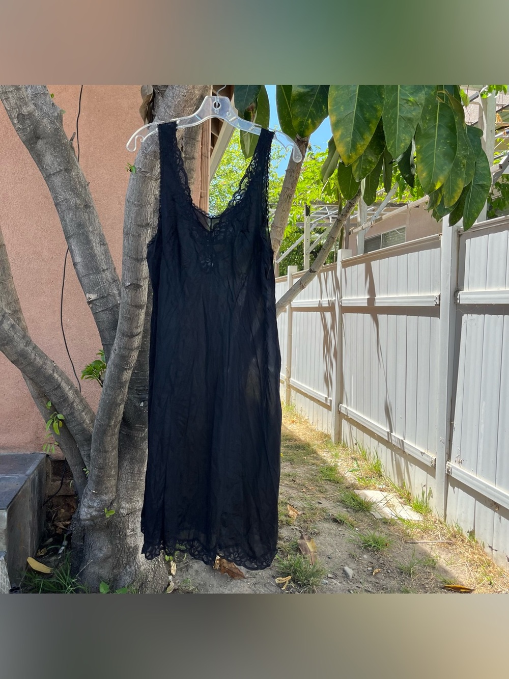 Black Slip Dress with Lace Detailing !